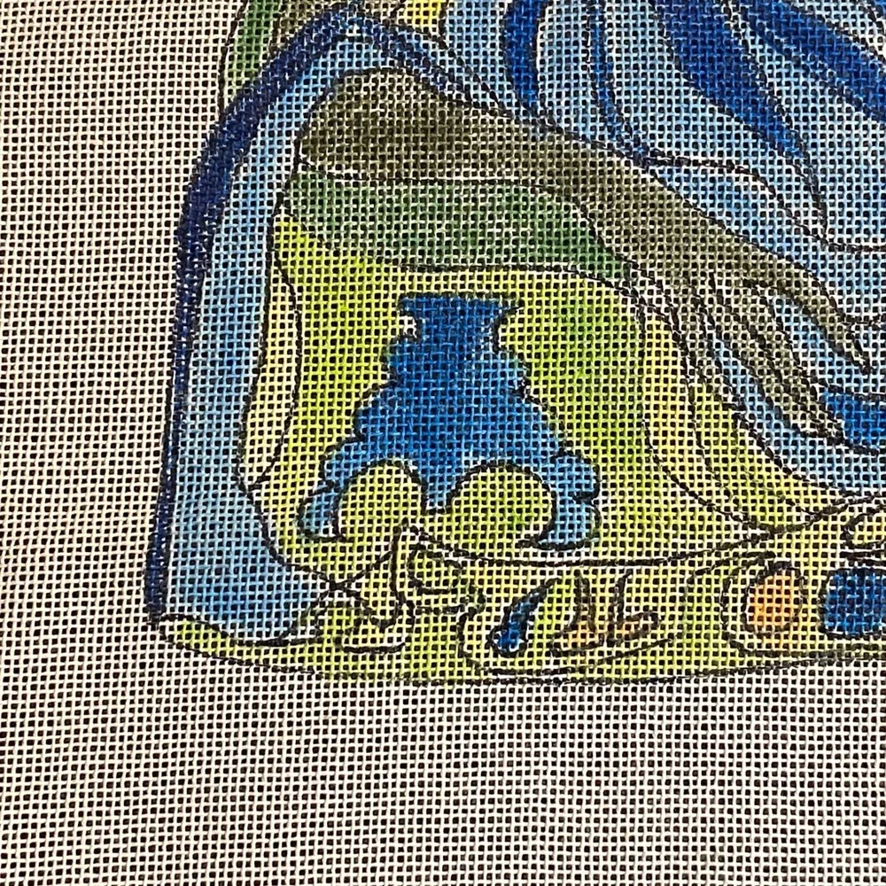 Abstract Reclining Woman and Cow Tapestry in Blue & Green